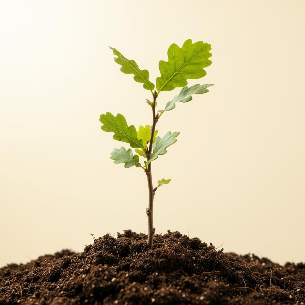 Oak tree sapling